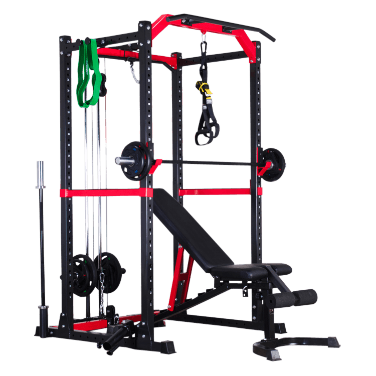 Full Power Rack with Lats Cable Machine and Options - DirectHomeGym