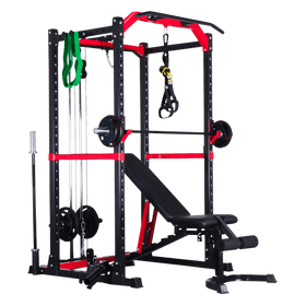 Full Power Rack with Lats Cable Machine and Options - DirectHomeGym