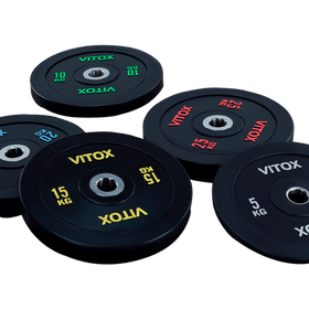 Black Bumper Plates with Colored Word Markings (5KG  to 25KG) - DirectHomeGym